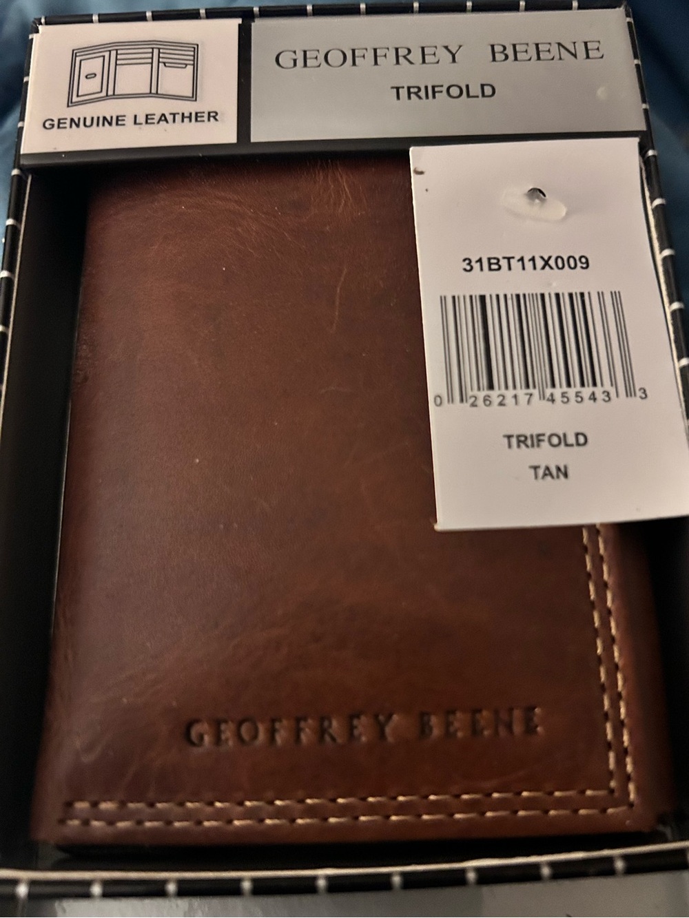 Geoffrey Beene Brown Trifold Genuine Leather Wallet